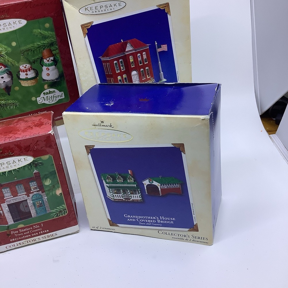 Hallmark Keepsake Ornaments Lot Town Country Mitford Snowmen Village 4 Boxes - Picture 3 of 7